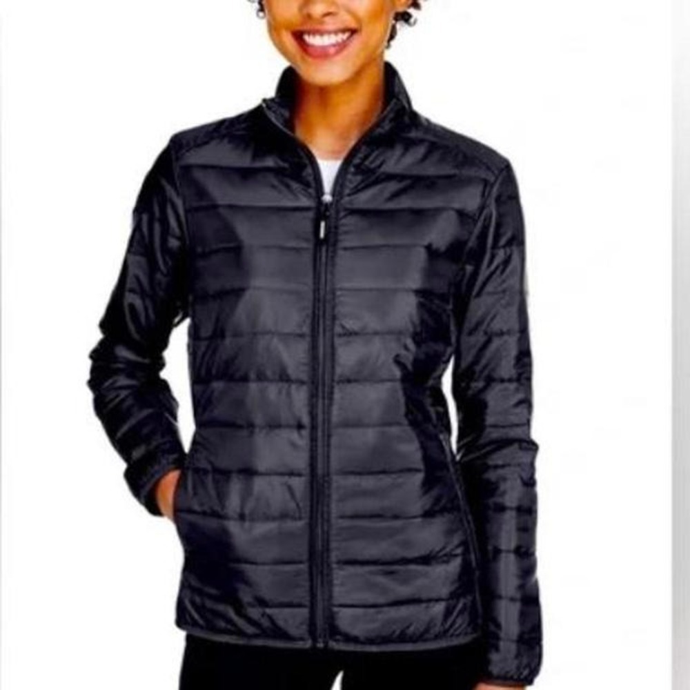 Women's Faded Glory Black Zipper‎ Front Side Pockets Quilted Jacket Size S